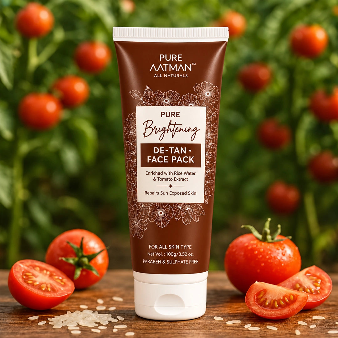 De-Tan Face Pack,with rice water and tomato extract, designed to reduce tanning and enhance natural glow, 100 gms