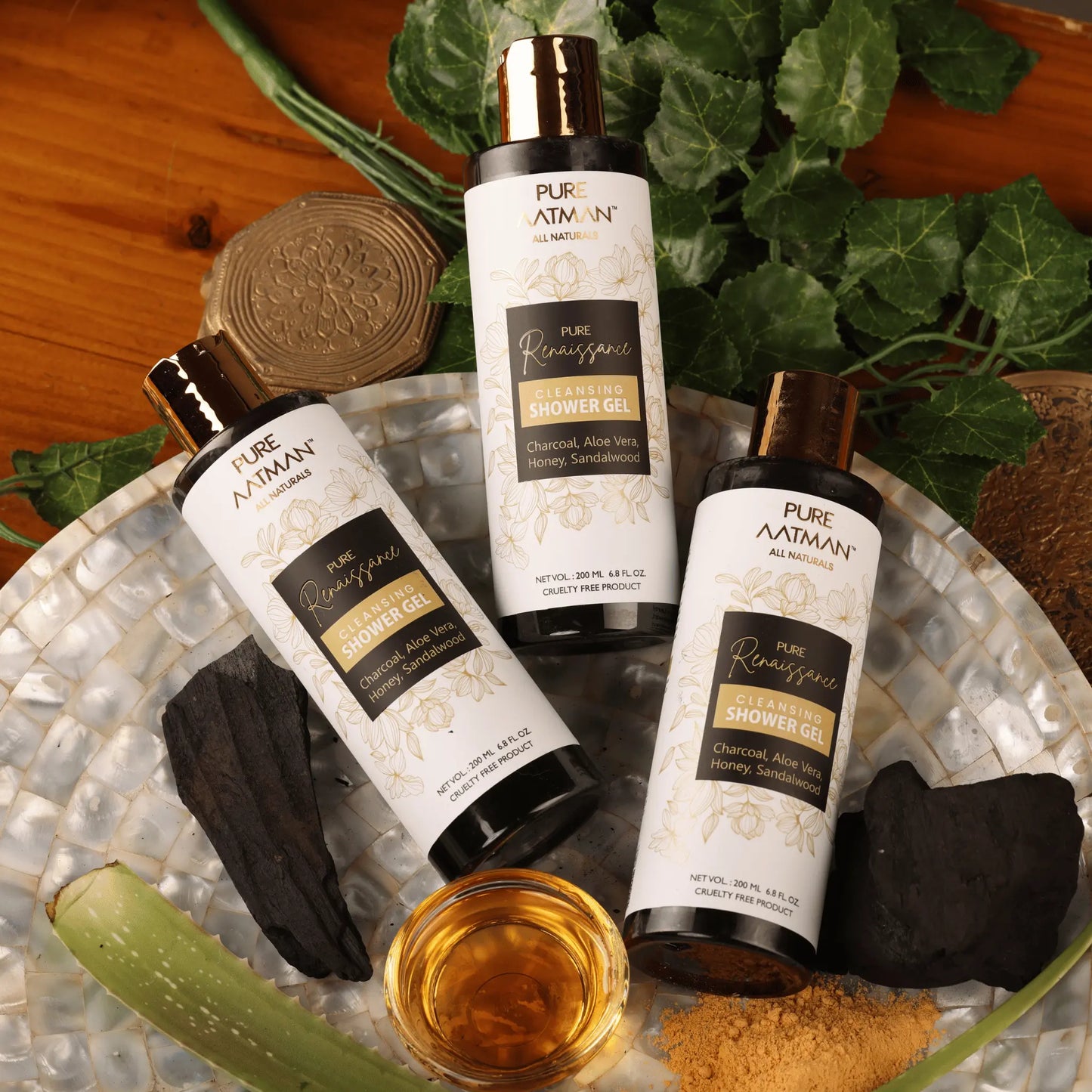 Charcoal Body Wash enriched with Aleovera, Sandalwood & Active Charcoal, Shower Gel for Body I Paraben & Sulphate FREE 200 ml