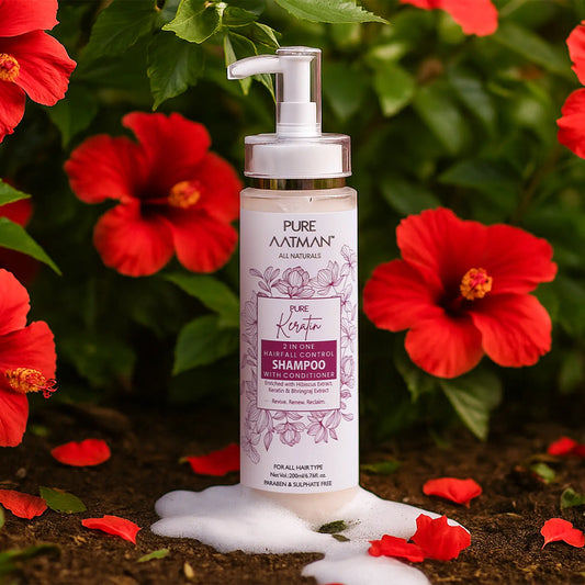 2 in 1 Keratin Shampoo & Conditioner for Hairfall,Straighter, Shinier Hair with Keratin & Bhringraj Oil, Nourishes Dry Hair, Controls Frizz Hair | Suitable for all Hairs | 200 ml