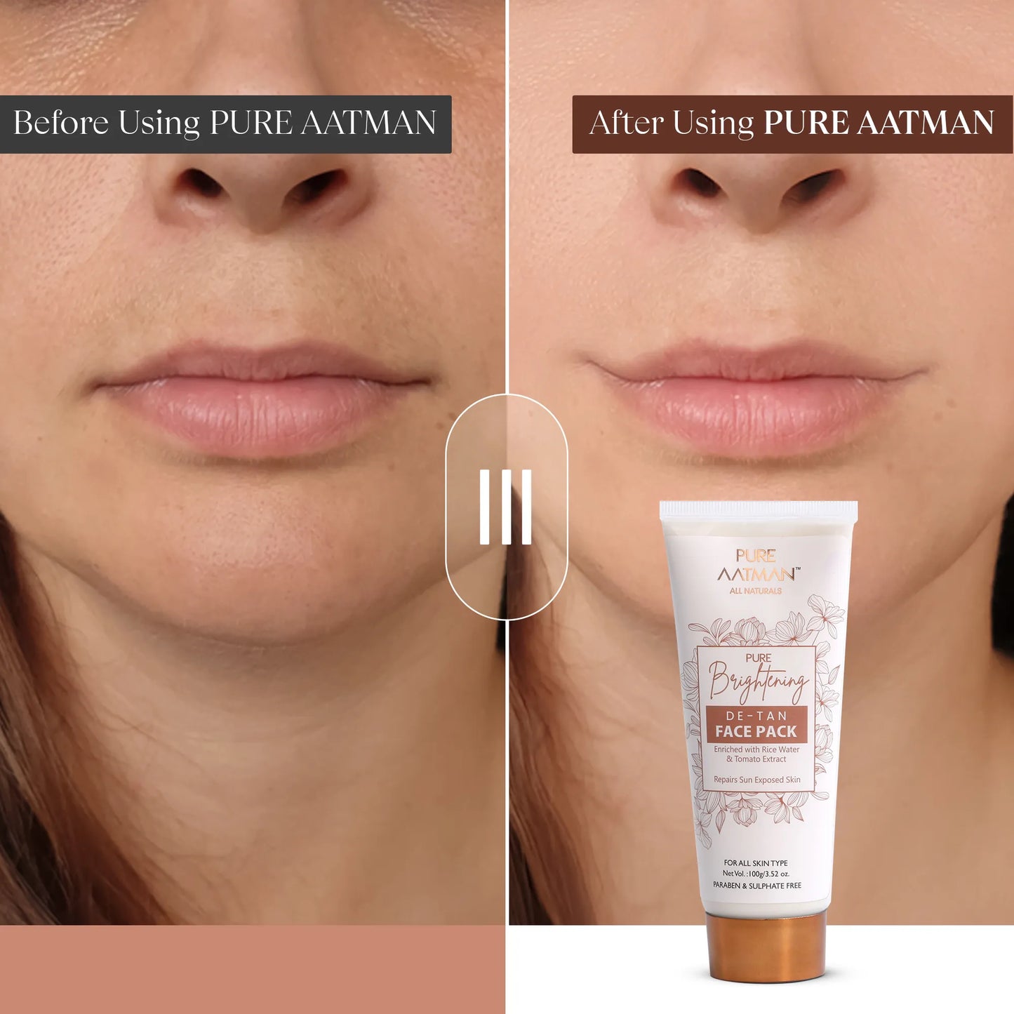 De-Tan Face Pack,with rice water and tomato extract, designed to reduce tanning and enhance natural glow, 100 gms