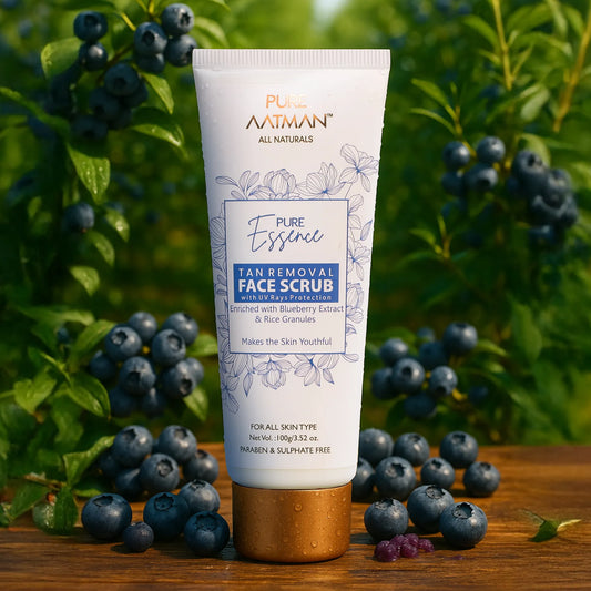 Tan Removal Scrub with blueberry and rice extract | Gentle Exfoliator | Removes Tan and Blackheads | 100gm