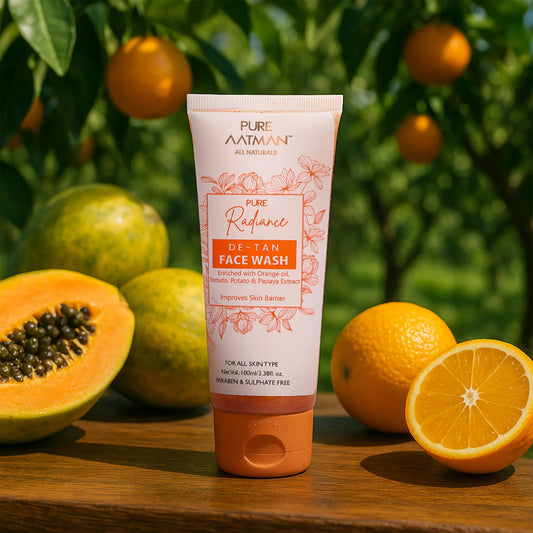 De-Tan Face Wash with papaya and orange oil, formulated to remove tan