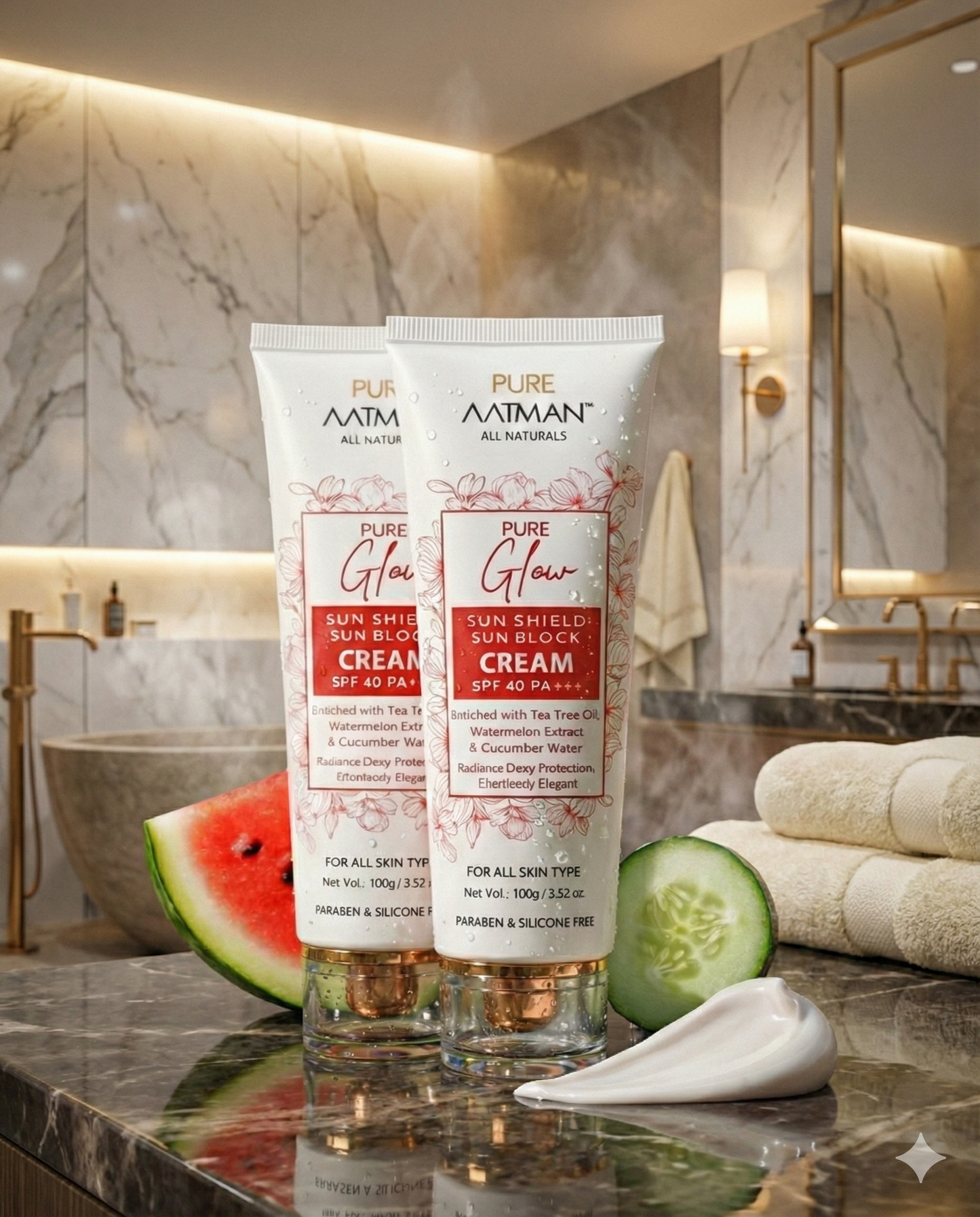 Pure Aatman Glow Sun Shield Sunblock Cream SPF 40 PA+++ (Pack of 2) @99 Only