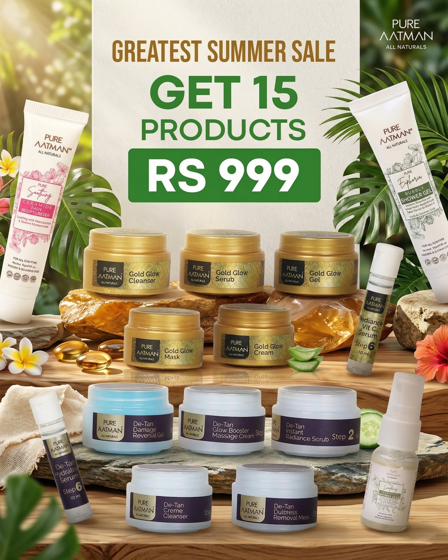 Pure Aatman Summer Skincare Mega Combo 15 PRODUCTS @999