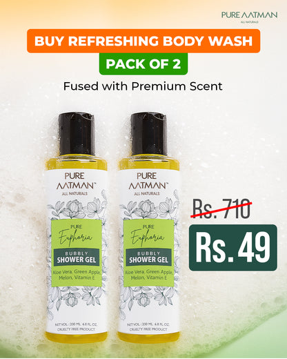 Natural Body Wash (Pack Of 2) - Pure Green Apple Rejuvenating Body Wash I Deeply Nourishing Shower Gel