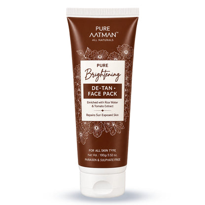 De-Tan Face Pack,with rice water and tomato extract, designed to reduce tanning and enhance natural glow, 100 gms