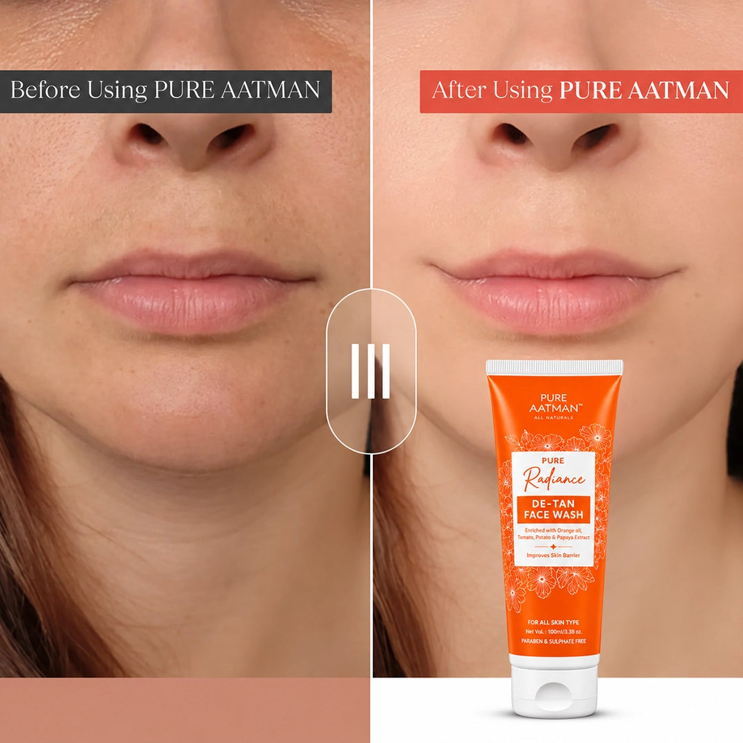 De-Tan Face Wash with papaya and orange oil, formulated to remove tan