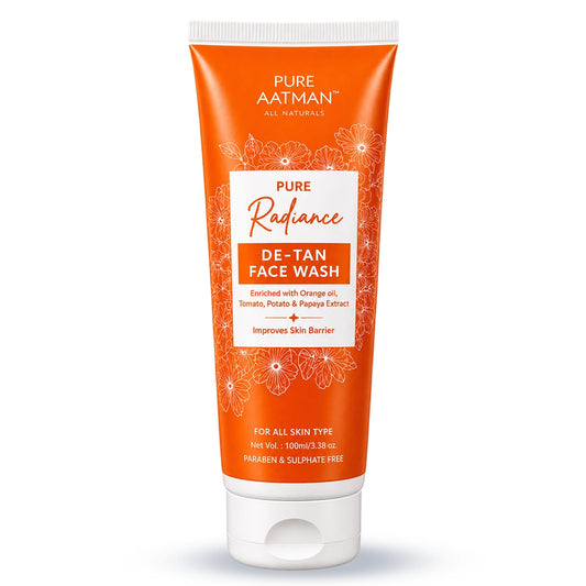 De-Tan Face Wash with papaya and orange oil, formulated to remove tan