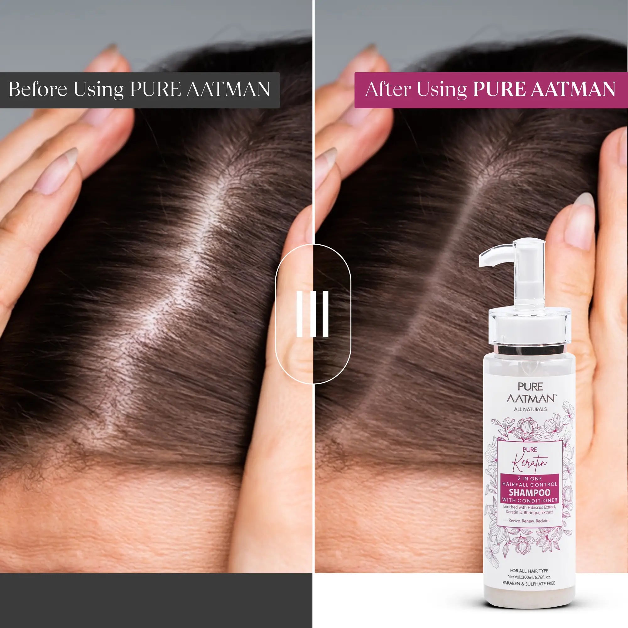 2 in 1 Keratin Shampoo & Conditioner for Hairfall,Straighter, Shinier Hair with Keratin & Bhringraj Oil, Nourishes Dry Hair, Controls Frizz Hair | Suitable for all Hairs | 200 ml