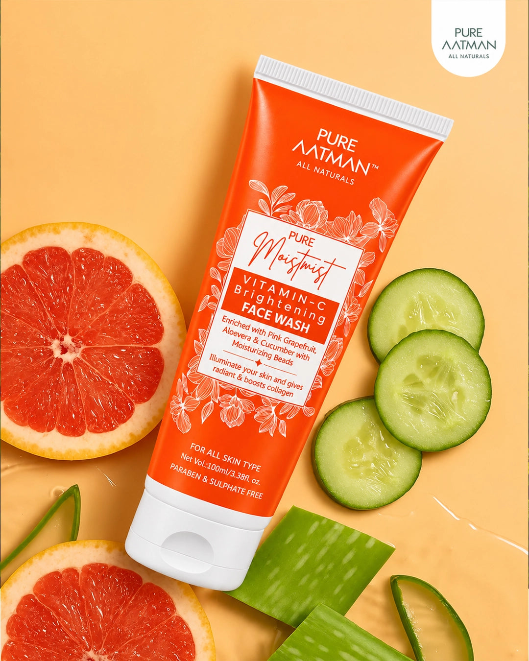 Vitamin C Face Wash with Pink Grapefruit for Brightening and Clear Skin