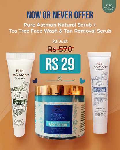 PURE AATMAN PURE RITUAL MICRO EXFOLIATOR FACE SCRUB Scrub  (100 g) + 15ML Tea Tree Face Wash & 15ML 2 in 1 Hairfall Shampoo