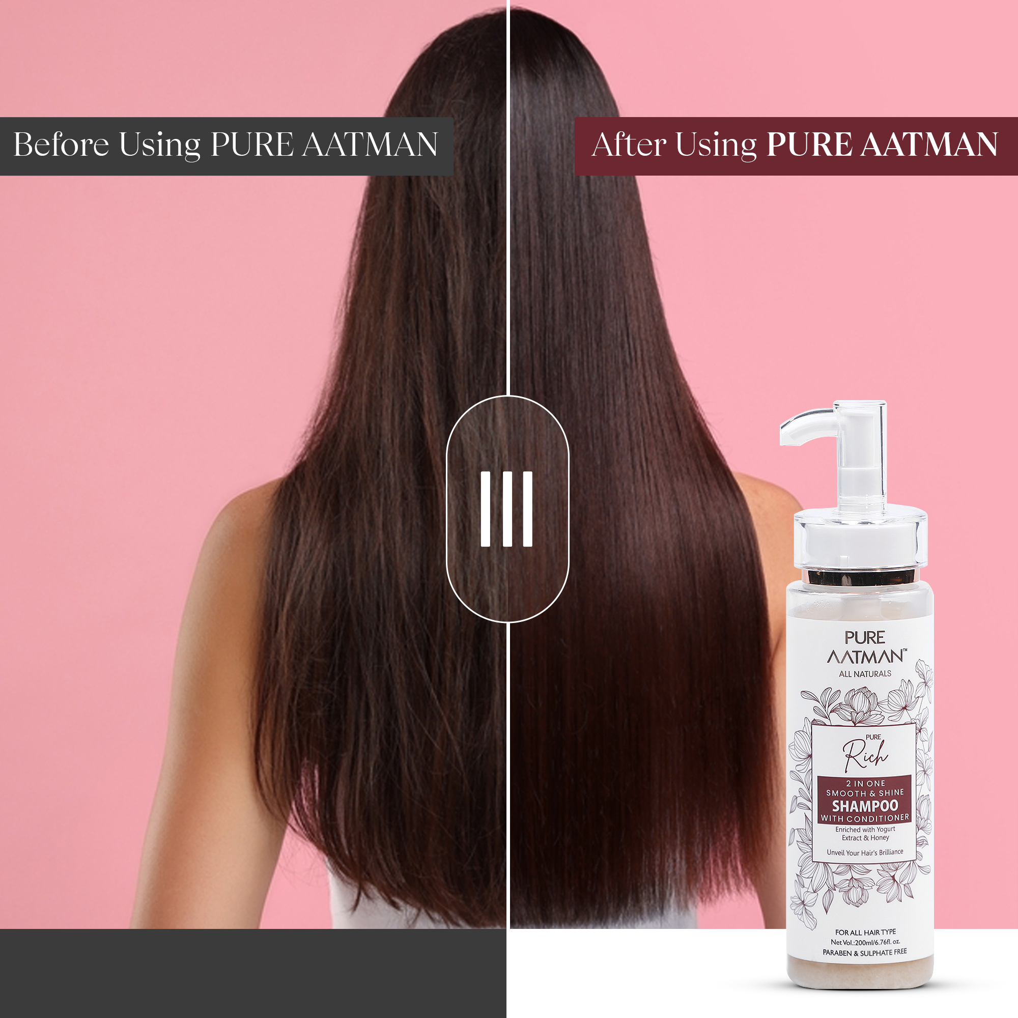 2 in 1 Yogurt & Honey Shampoo & Conditioner Promotes Healthy, Shiny and Glossy Hair | Makes Hair Soft & Smooth | Paraben & Sulphate FREE | 200ml