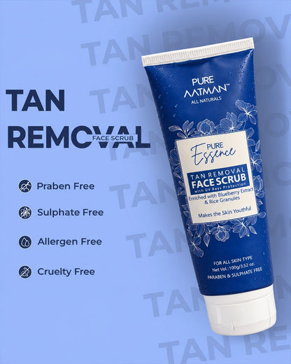 Tan Removal Scrub with blueberry and rice extract | Gentle Exfoliator | Removes Tan and Blackheads | 100gm