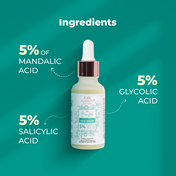AHA & BHA Acne Solution for Face | Enrich with  5% OF MANDALIC ACID,  GLYCOLIC ACID, SALICYLIC ACID| Chemical peel for glowing face | Exfoliating serum|30ml | Suitable for all Skin type