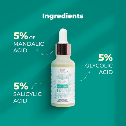 AHA & BHA Acne Solution for Face | Enrich with  5% OF MANDALIC ACID,  GLYCOLIC ACID, SALICYLIC ACID| Chemical peel for glowing face | Exfoliating serum|30ml | Suitable for all Skin type