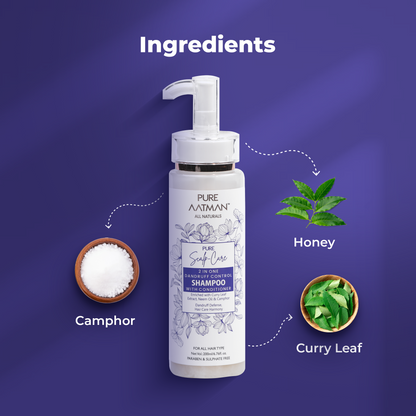 2 in 1 Dandruff & Hair fall control Neem Oil & Camphor Shampoo & Conditioner | Reduce Scalp Irritation | Paraben & Sulphate FREE | Suitable for All Hair Types | 200ml