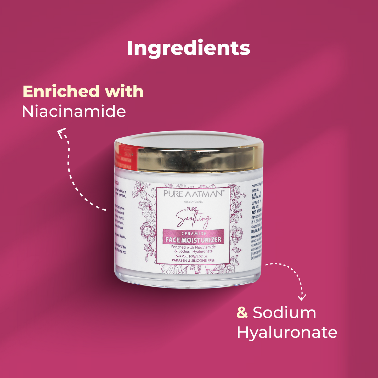 Pure Aatman Soothing Ceramide Face Moisturizer Enriched with Niacinamide & Sodium Hyaluronate