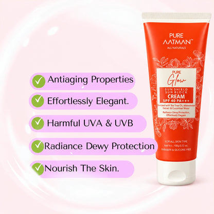 SPF 40 PA+++ Sunblock Sunscreen with WaterMelon & Cucumber Dewy Protection | Best for AntiAging & Glowy Skin| Non-greasy & Zero White Cast | Suitable for all skin type | 100 gm