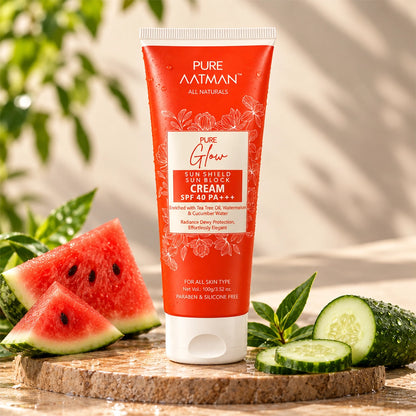 SPF 40 PA+++ Sunblock Sunscreen with WaterMelon & Cucumber Dewy Protection | Best for AntiAging & Glowy Skin| Non-greasy & Zero White Cast | Suitable for all skin type | 100 gm