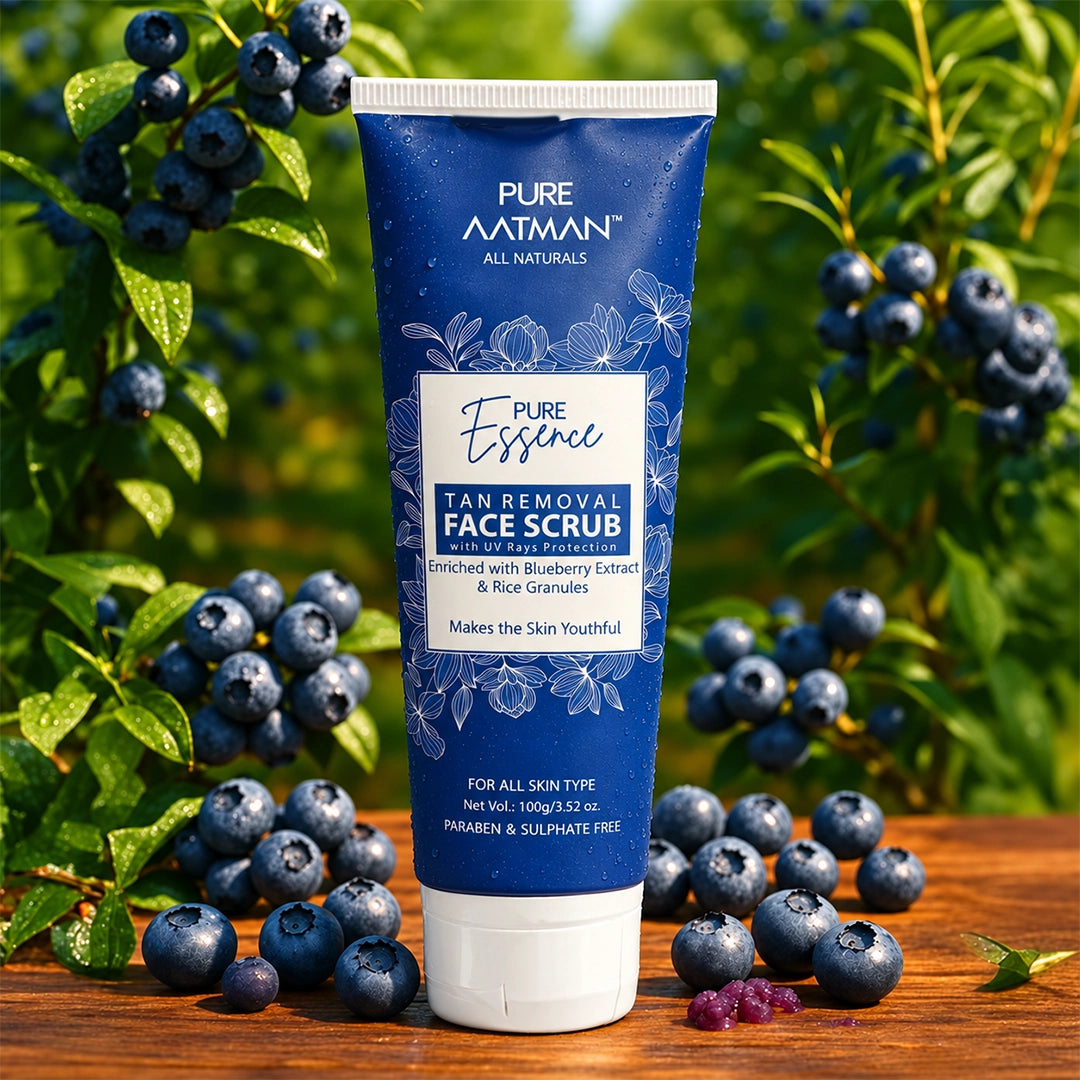 Tan Removal Scrub with blueberry and rice extract | Gentle Exfoliator | Removes Tan and Blackheads | 100gm