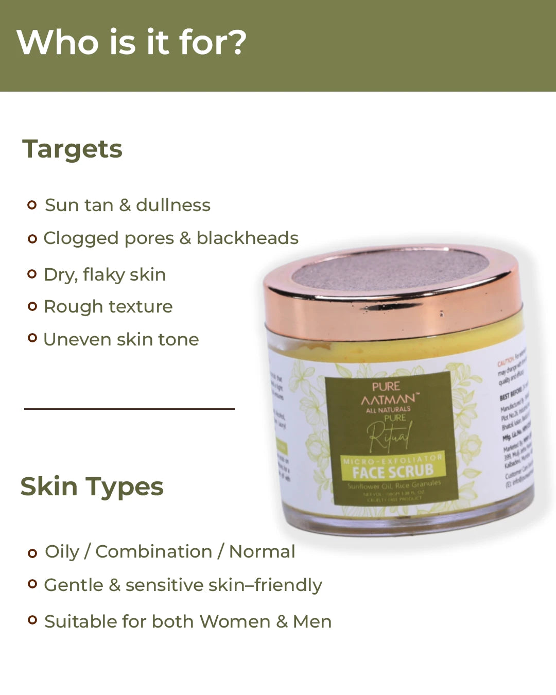 PURE AATMAN PURE RITUAL MICRO EXFOLIATOR FACE SCRUB Scrub  (100 g) + 15ML De Tan Face Wash & 15ML Keratin Shampoo