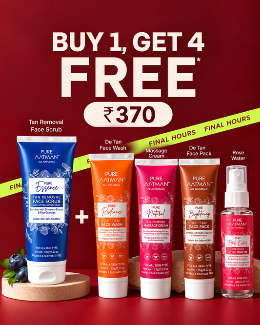 BUY 1 GET 4 FREE - Tan Removal Scrub with blueberry and rice extract | Gentle Exfoliator | Removes Tan and Blackheads | 100gm