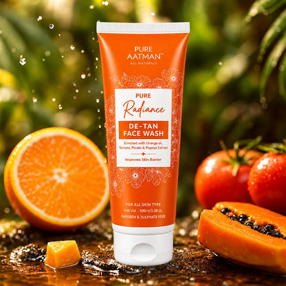 De-Tan Face Wash with papaya and orange oil, formulated to remove tan