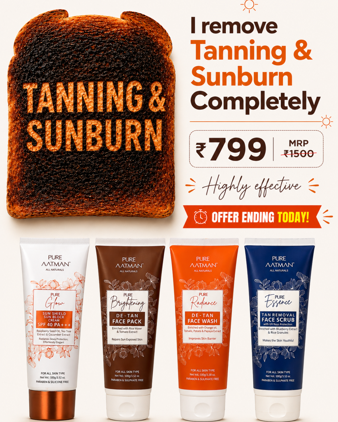 Pure Aatman Complete De-Tan &amp; Sun Protection Kit