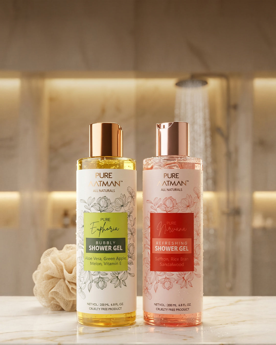 Natural Body Wash (Pack Of 2) - Pure Green Apple + Nirvana Rejuvenating Body Wash I Deeply Nourishing Shower Gel