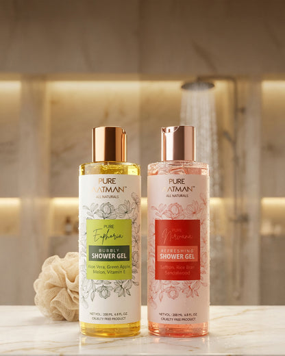 Natural Body Wash (Pack Of 2) - Pure Green Apple + Nirvana Rejuvenating Body Wash I Deeply Nourishing Shower Gel