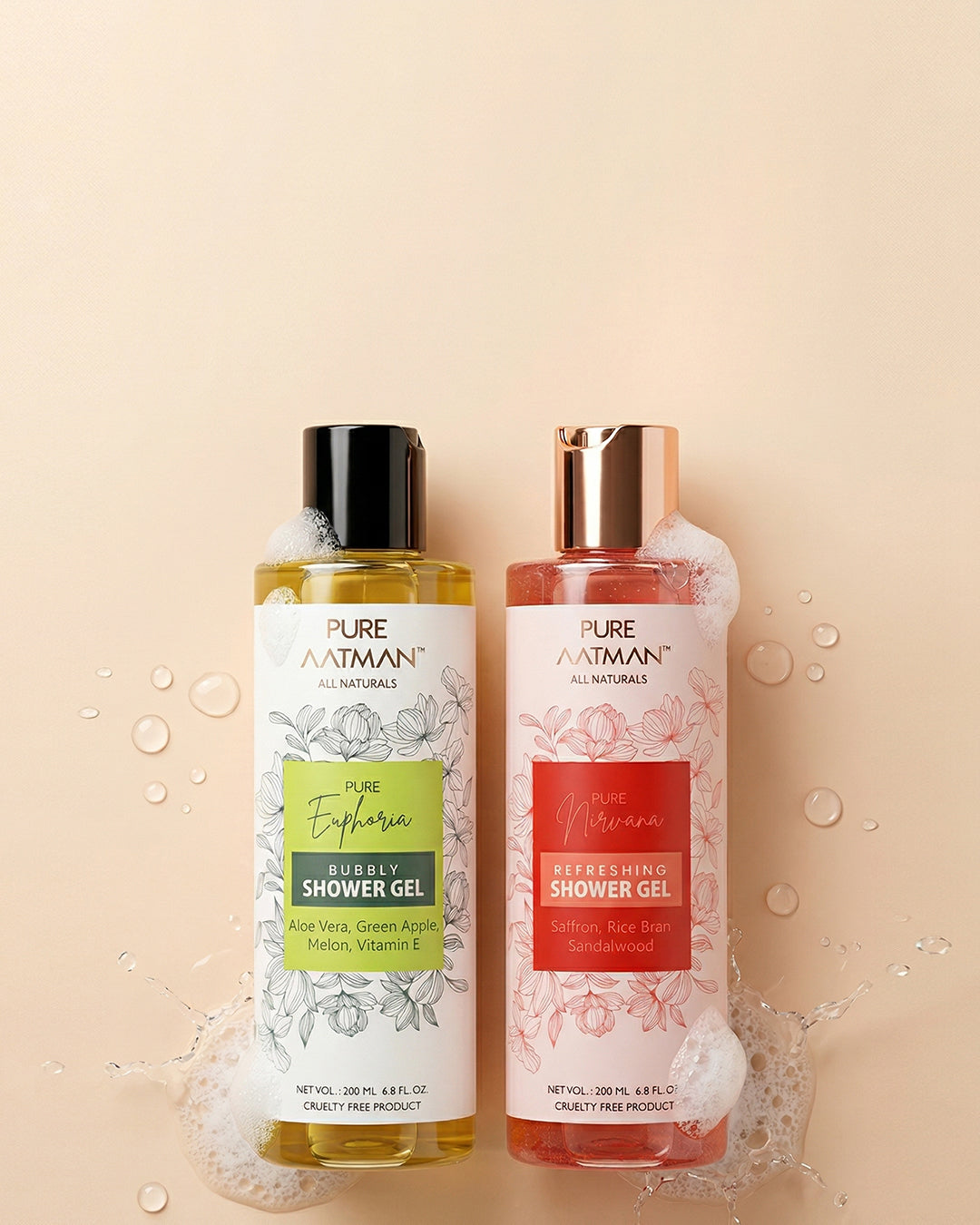Natural Body Wash (Pack Of 2) - Pure Green Apple + Nirvana Rejuvenating Body Wash I Deeply Nourishing Shower Gel