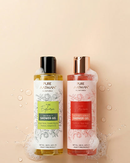 Natural Body Wash (Pack Of 2) - Pure Green Apple + Nirvana Rejuvenating Body Wash I Deeply Nourishing Shower Gel