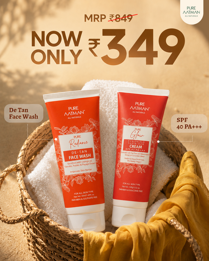 Pure Aatman Summer Protection Duo De-Tan Face Wash + SPF 40 PA+++ Sun Shield Cream