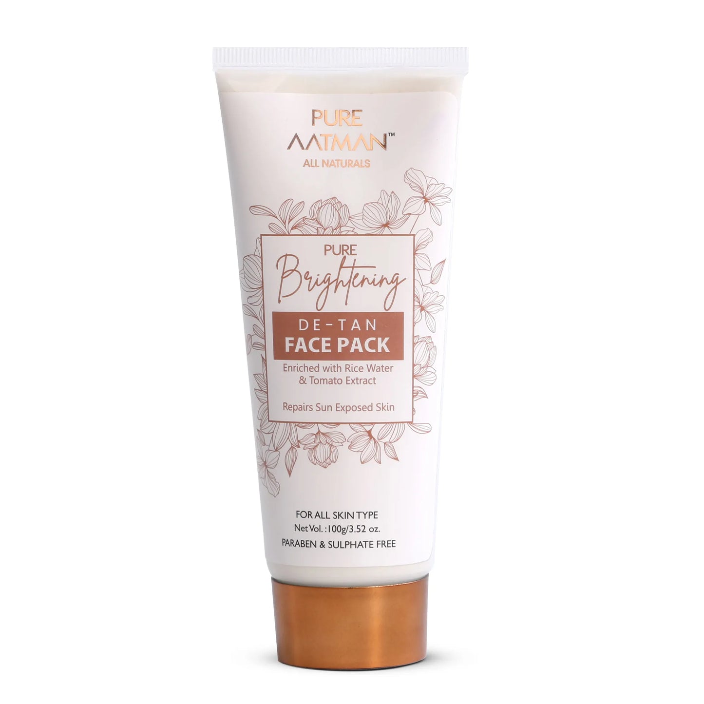 De-Tan Face Pack,with rice water and tomato extract, designed to reduce tanning and enhance natural glow, 100 gms