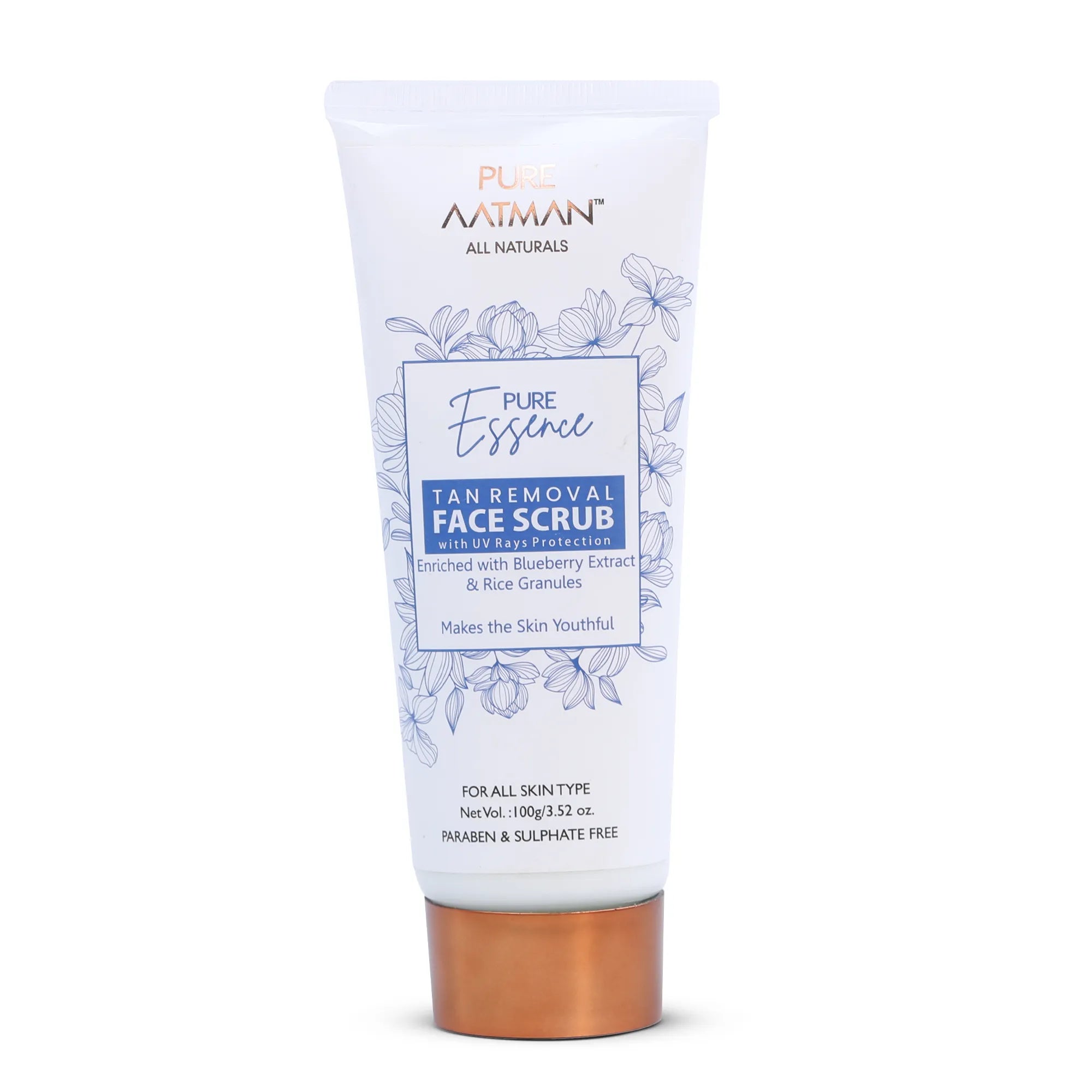 Tan Removal Scrub with blueberry and rice extract | Gentle Exfoliator | Removes Tan and Blackheads | 100gm