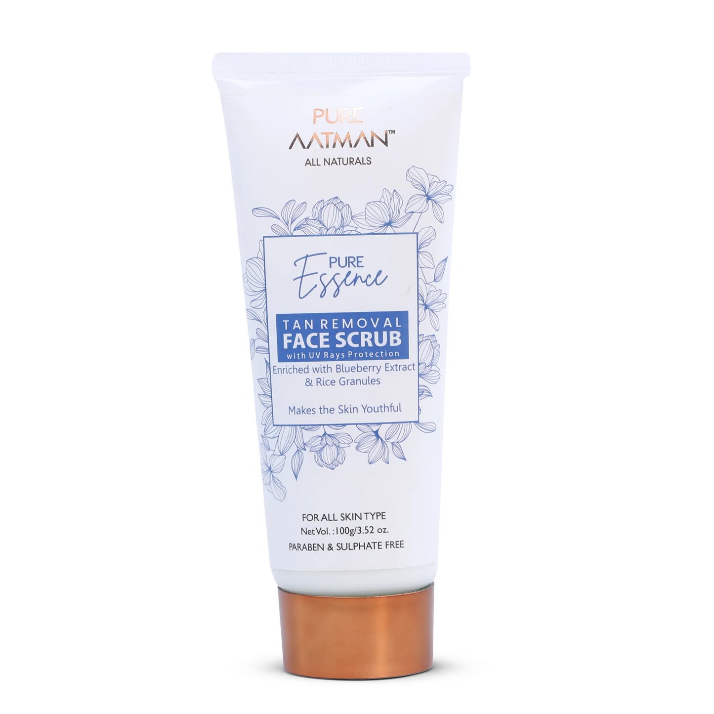 Tan Removal Scrub with blueberry and rice extract | Gentle Exfoliator | Removes Tan and Blackheads | 100gm