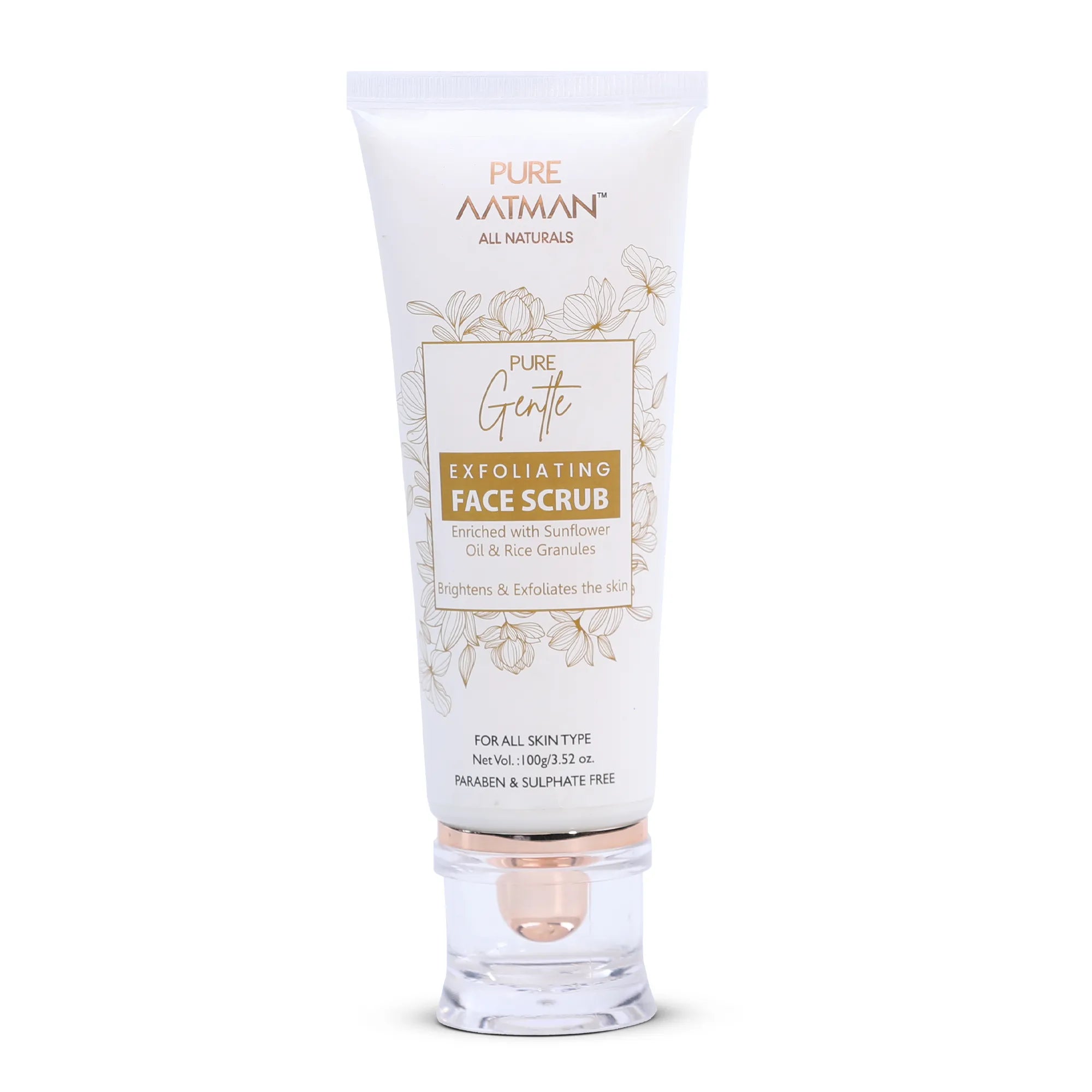 Pure Aatman Sunflower & Rice Granuel Scrub | Natural Exfoliating Face Scrub | Paraben Free | For All Skin Types | 100gm, for Men & Women