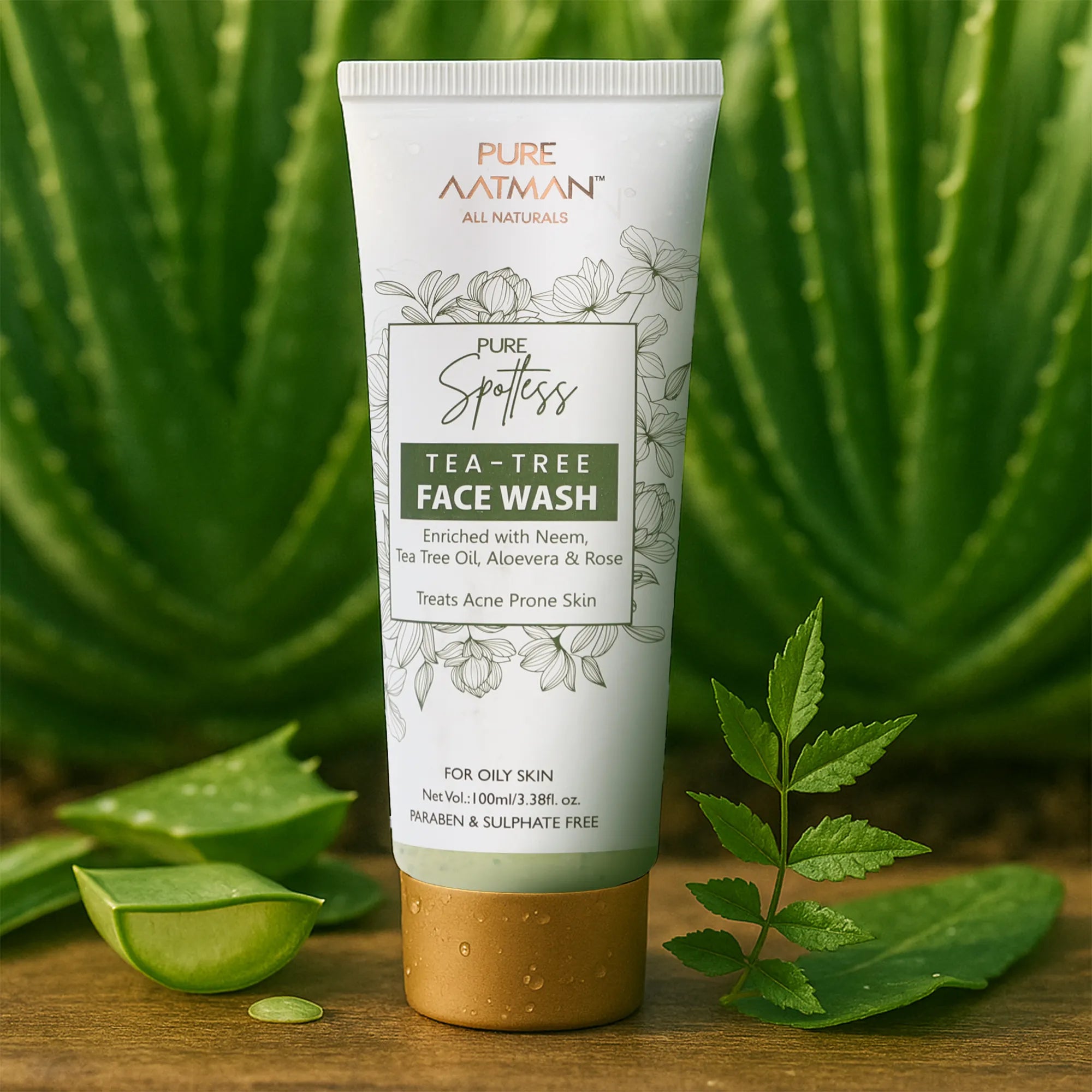 Tea Tree Oil & Aloevera Face Wash removes Oil, Acne & Pimples 100 ml - For Normal & Dry Skin, 100 ml