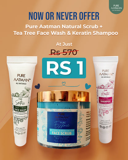 PURE AATMAN PURE RITUAL MICRO EXFOLIATOR FACE SCRUB Scrub  (100 g) + 15ML Tea Tree Face Wash & 15ML 2 in 1 Hairfall Shampoo