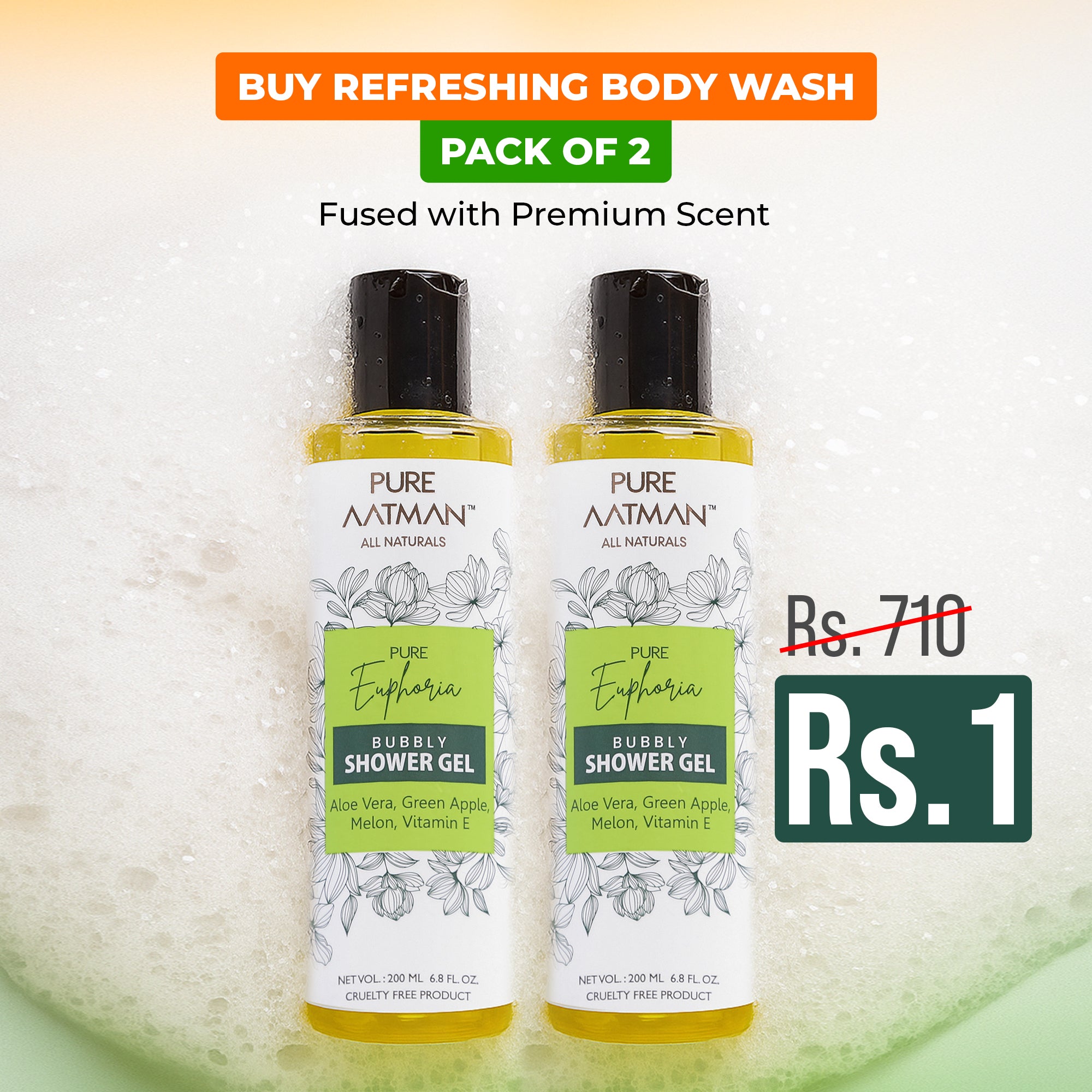 Green Apple & Melon Body Wash| Shower Gel with Aloevera| Clean, Healthy & Moisturized Skin I Paraben & Sulphate FREE I 200ml