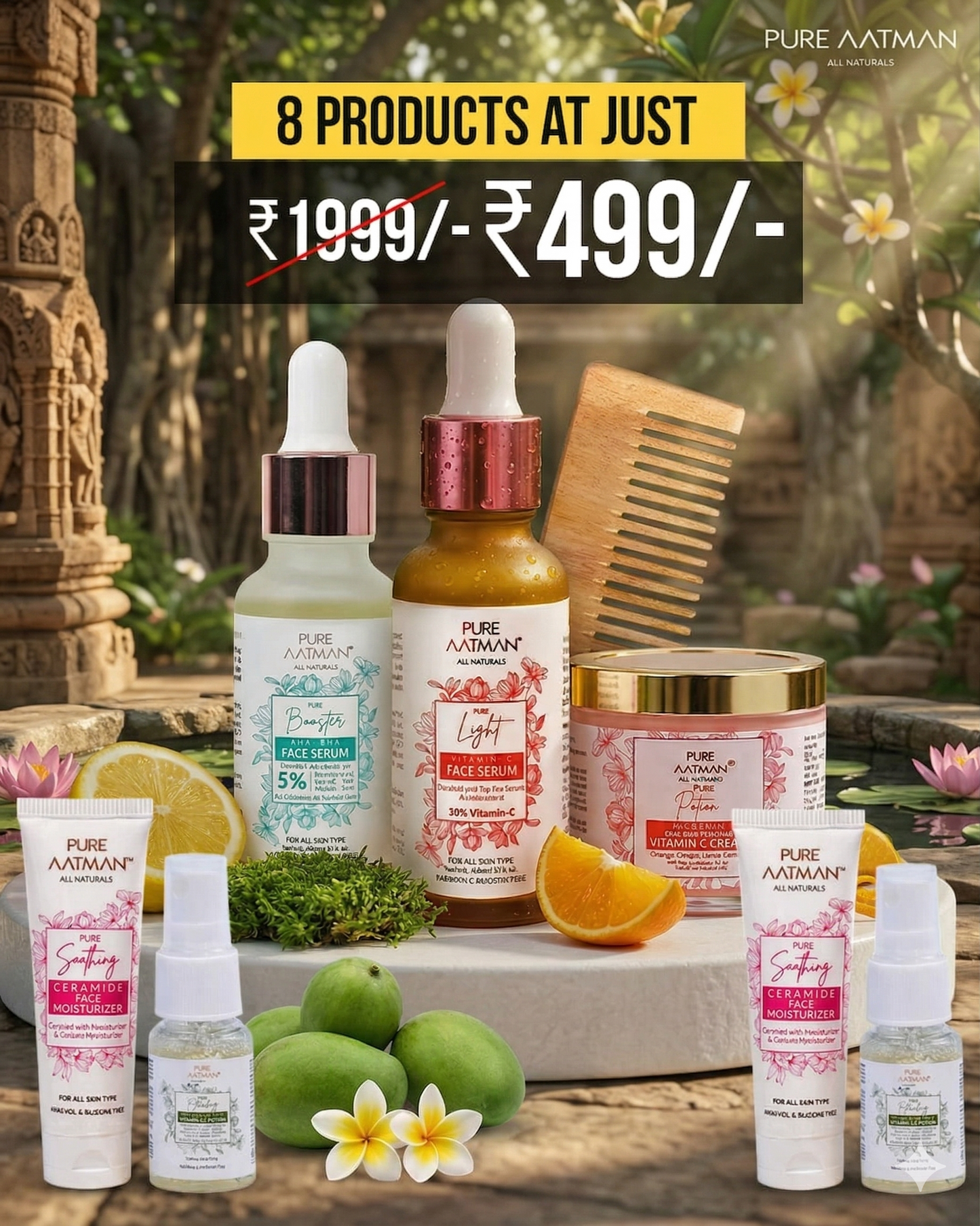 Pure Aatman All Naturals – Complete Skincare & Self-Care Kit (8 Products)