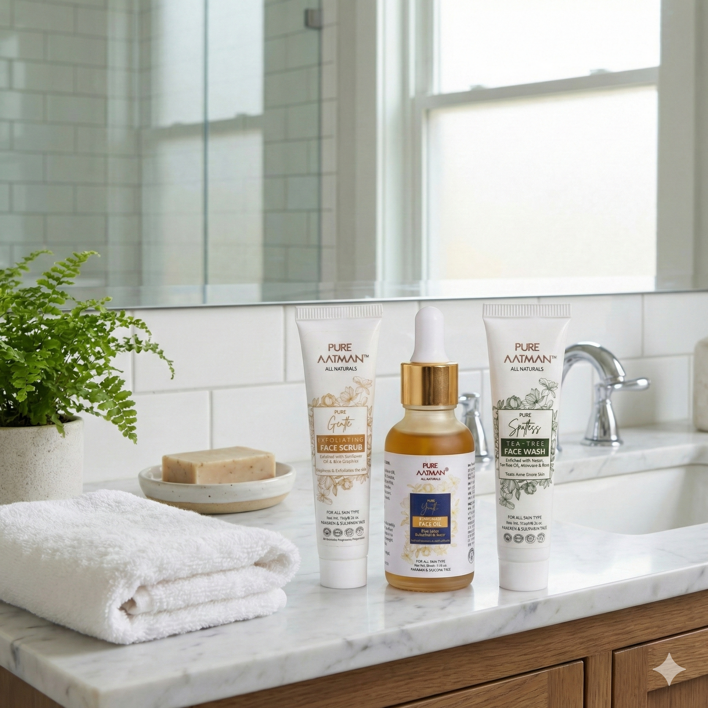 Pure Aatman Kumkumadi Radiance Combo – Face Wash, Exfoliating Scrub & Kumkumadi Face Oil (Complete Ayurvedic Skincare Ritual)