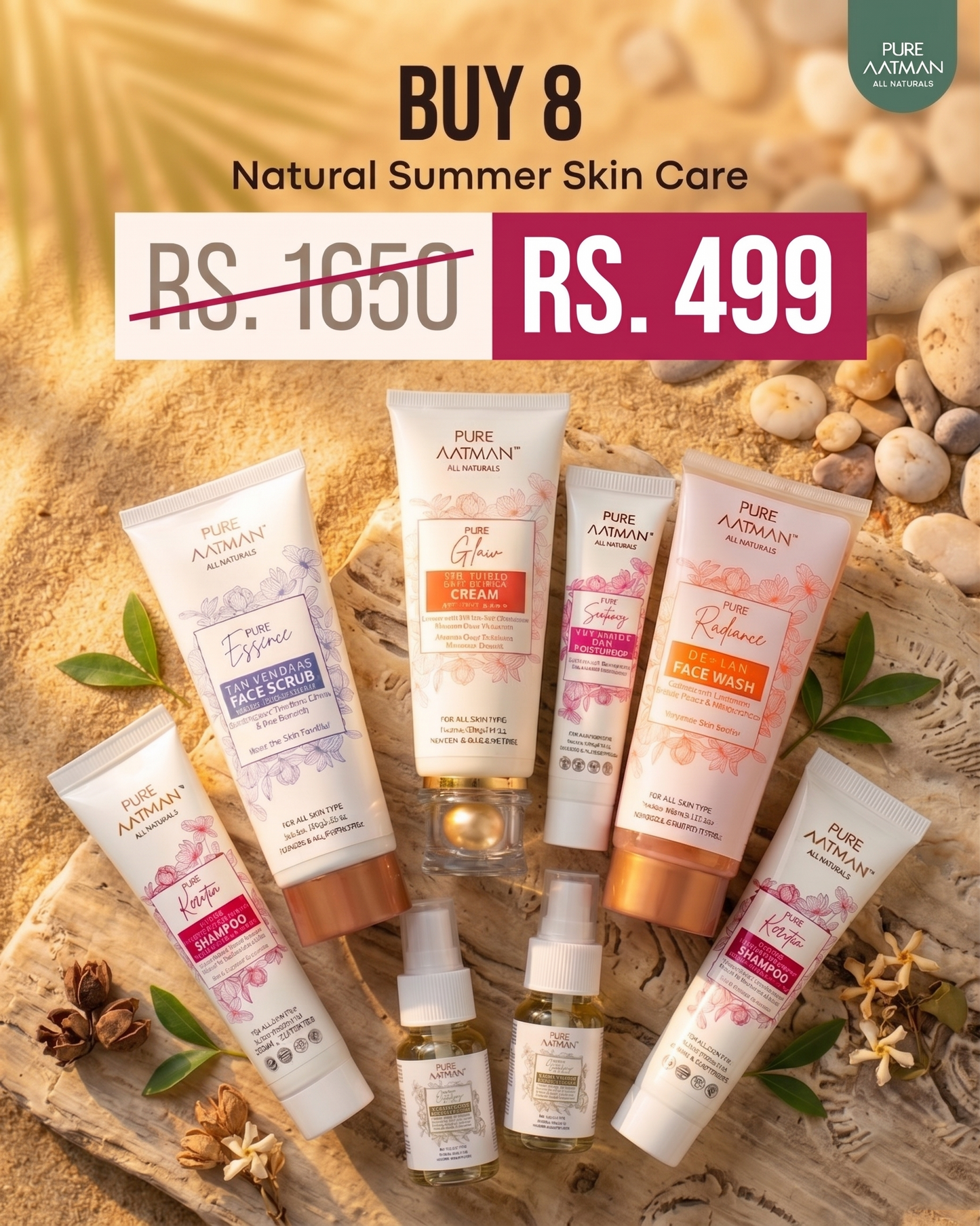 🌿 Natural Summer Skin Care Combo (Pack of 8 @499) - MRP 1650