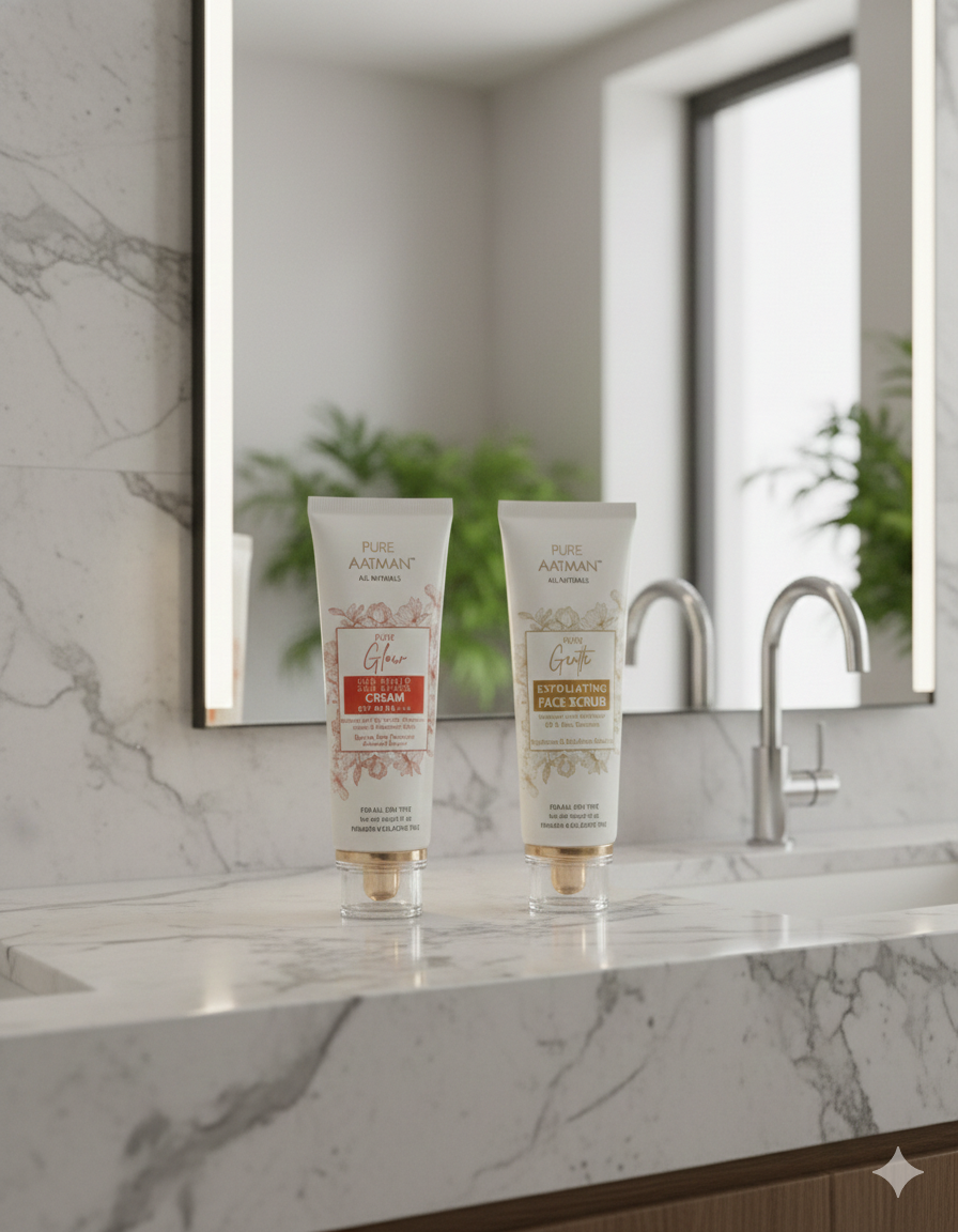 Pure Aatman Glow & Protect Duo: Gentle Exfoliation + Daily Sun Protection for Healthy, Radiant Skin