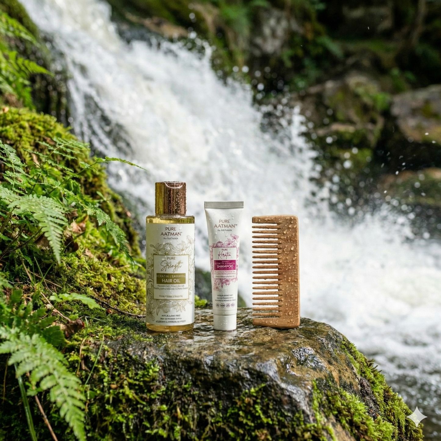 Pure Aatman Hair Growth Oil + Shampoo + Neem Comb Combo – Natural Hair Care Set