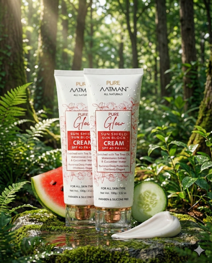 Pure Aatman Glow Sun Shield Sunblock Cream SPF 40 PA+++ (Pack of 2) @99 Only