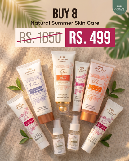 🌿 Natural Summer Skin Care Combo (Pack of 8 @499) - MRP 1650