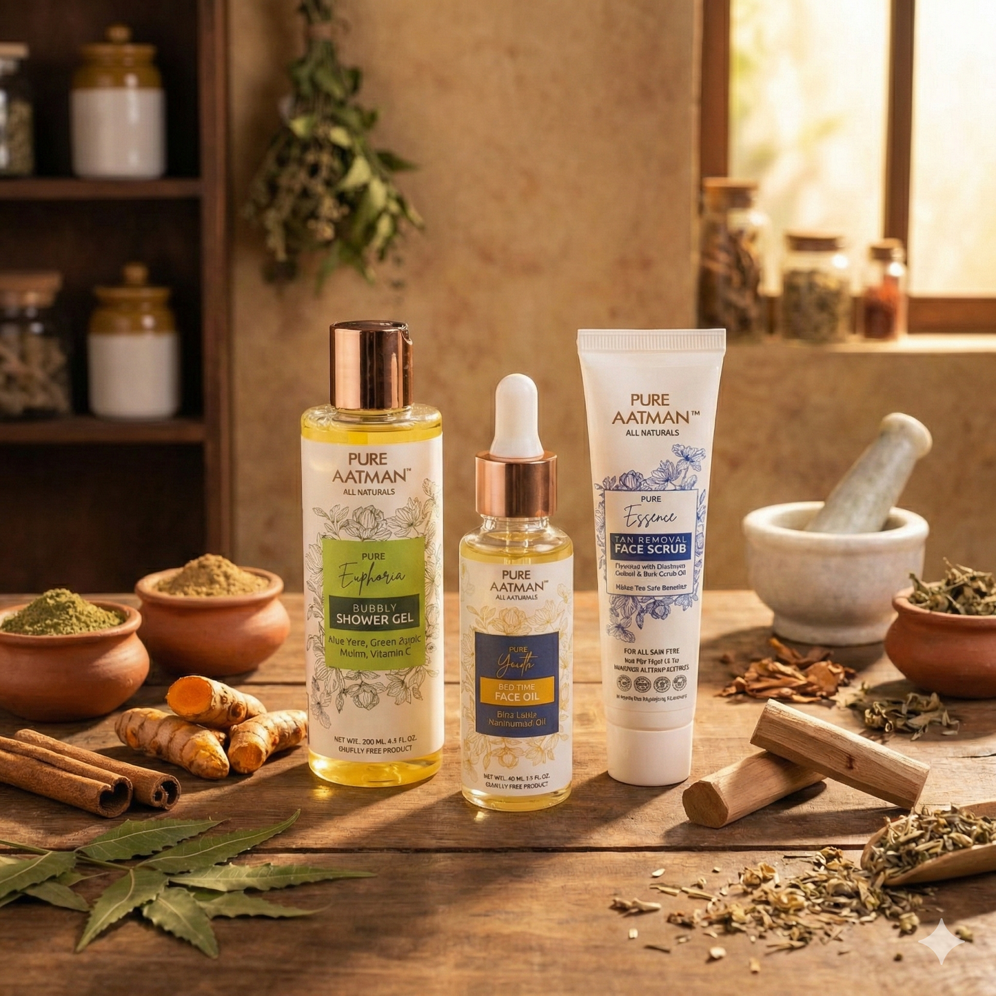 Pure Aatman Radiance & Refresh Combo Face Glow + Gentle Exfoliation + Daily Body Nourishment