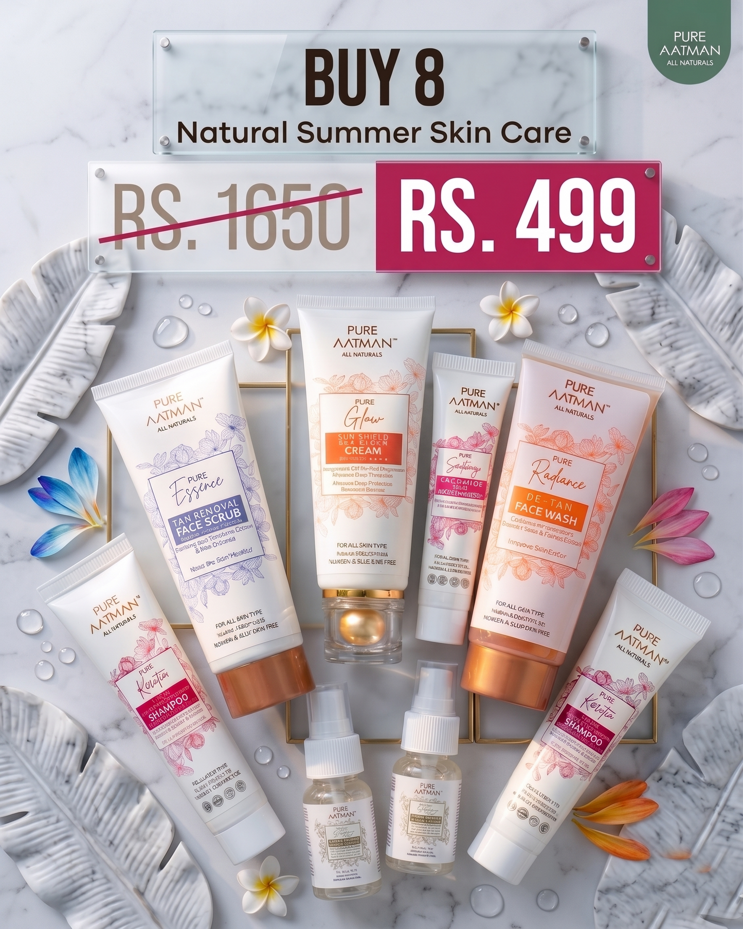 🌿 Natural Summer Skin Care Combo (Pack of 8 @499) - MRP 1650
