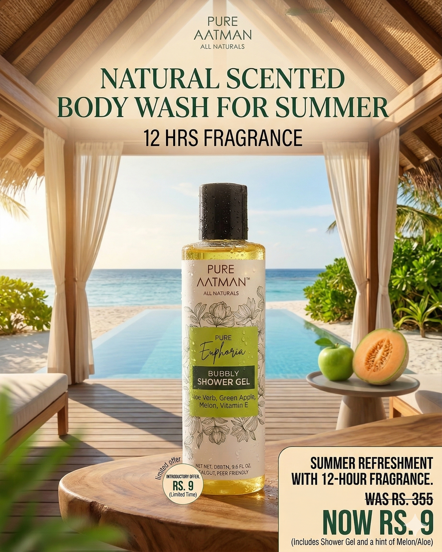 Green Apple & Melon Body Wash| Shower Gel with Aloevera| Clean, Healthy & Moisturized Skin I Paraben & Sulphate FREE I 200ml